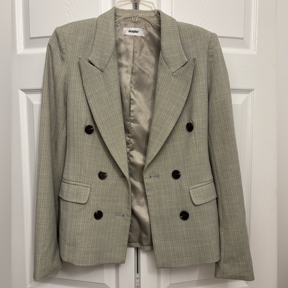Guizio Gray Double-Breasted Blazer